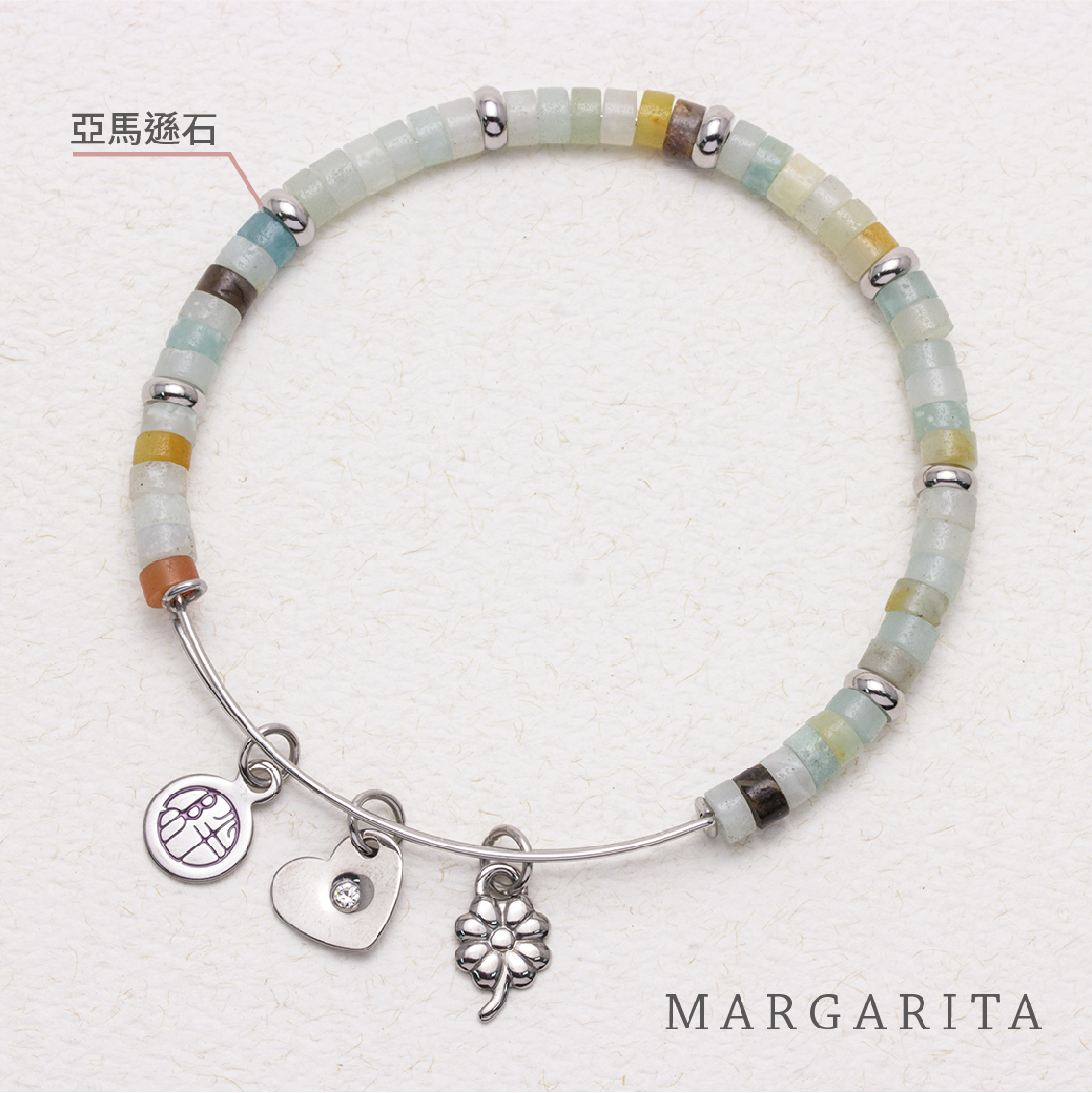 Mixology Amazonite Stainless Steel Bangle - Margarita