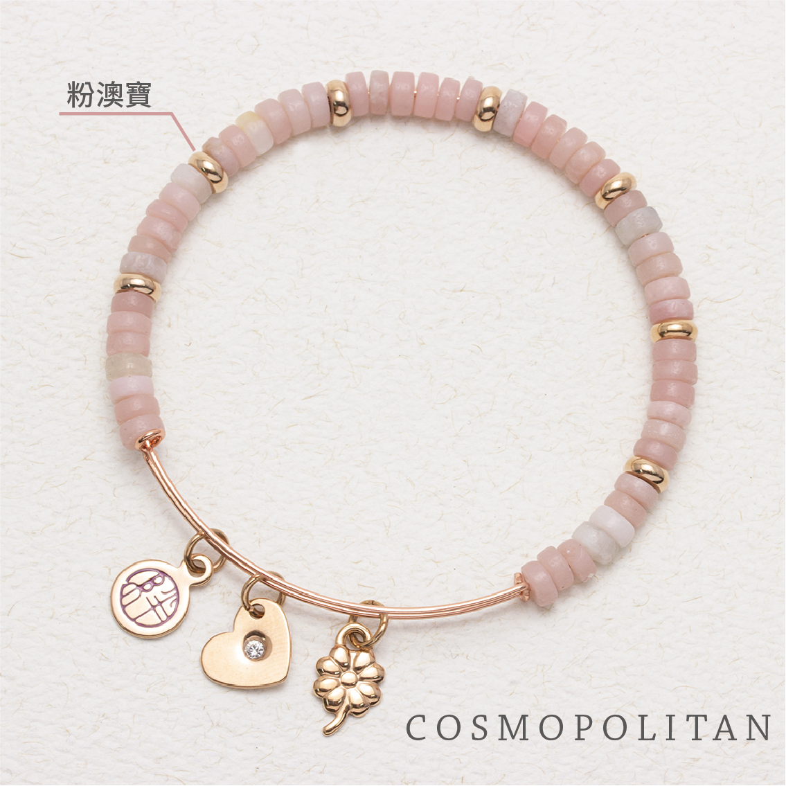 Mixology Pink Opal Stainless Steel Bangle - Cosmopolitan