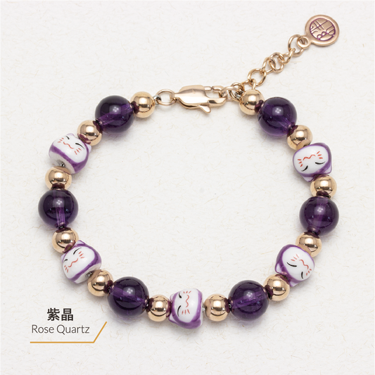 Maneki Amethyst Stainless Steel Bracelet - Health Neko