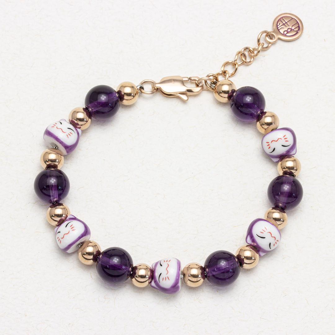 Maneki Amethyst Stainless Steel Bracelet - Health Neko