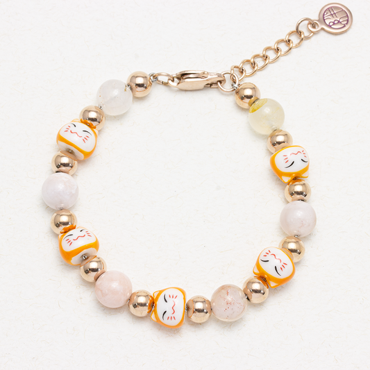 Maneki Sakura Agate Stainless Steel Bracelet - Wealth Neko