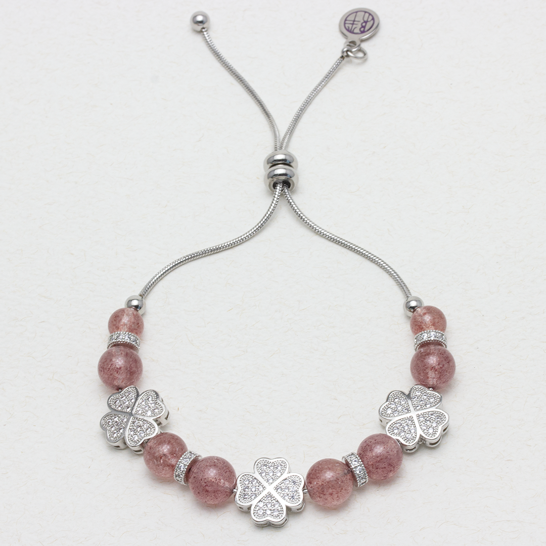 Treasure Island Strawberry Quartz Stainless Steel Bracelet