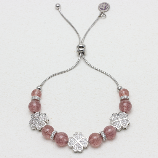 Treasure Island Strawberry Quartz Stainless Steel Bracelet