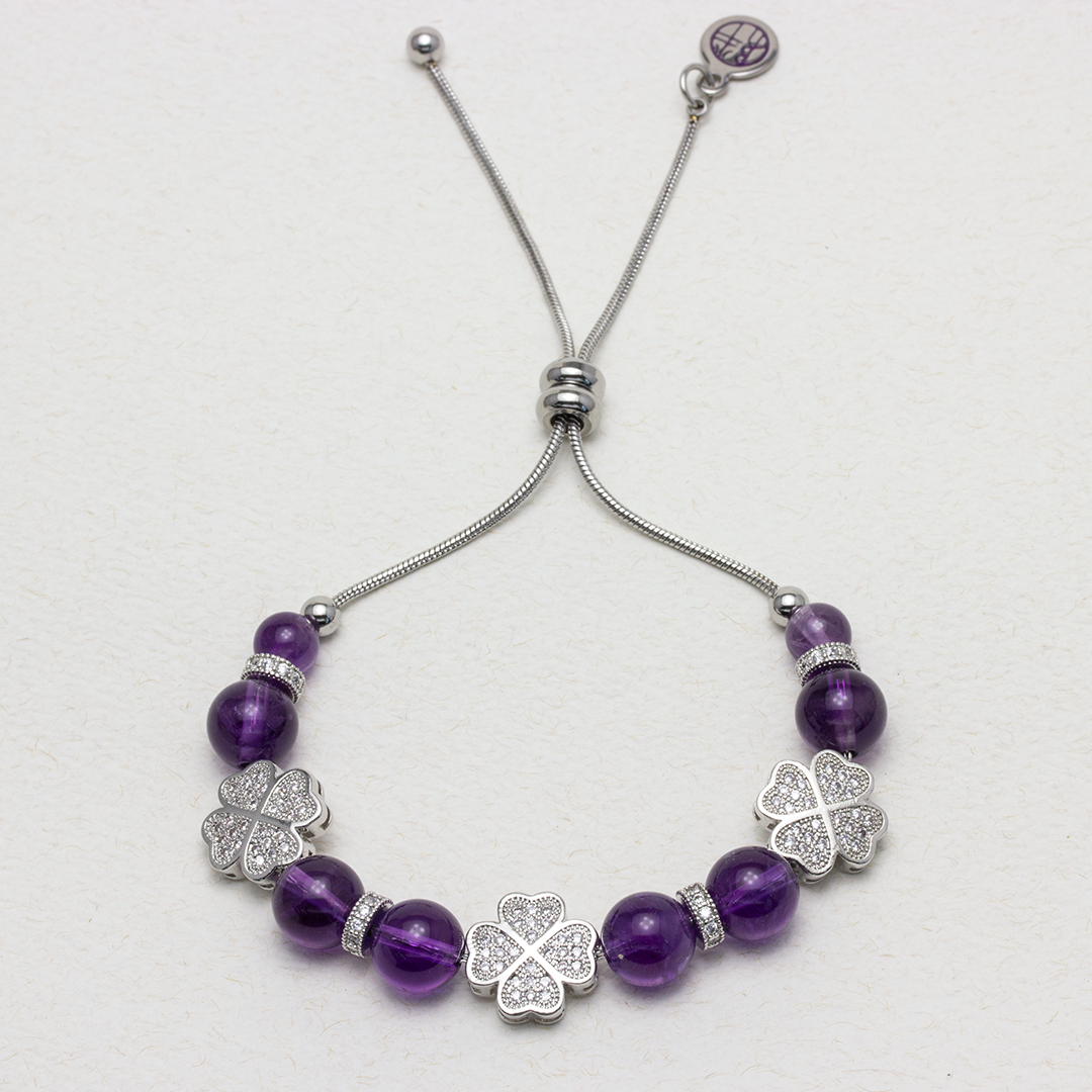 Treasure Island Amethyst Stainless Steel Bracelet