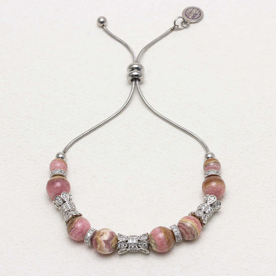 Treasure Island Rhodochrosite Stainless Steel Bracelet