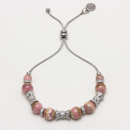 Treasure Island Rhodochrosite Stainless Steel Bracelet