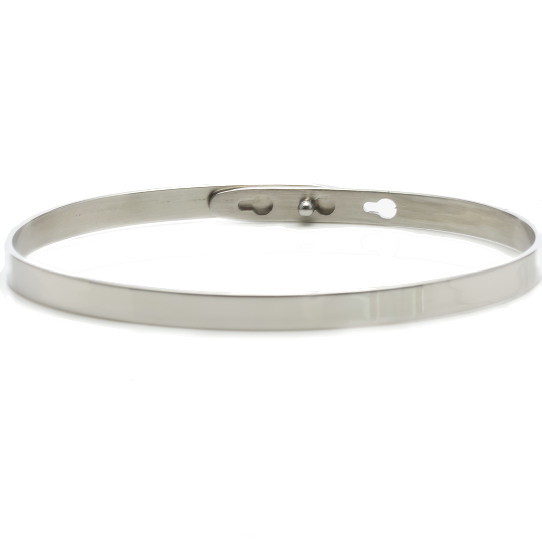 Classic Customize Engraving Adjustable Bangle - Silver - Small Size