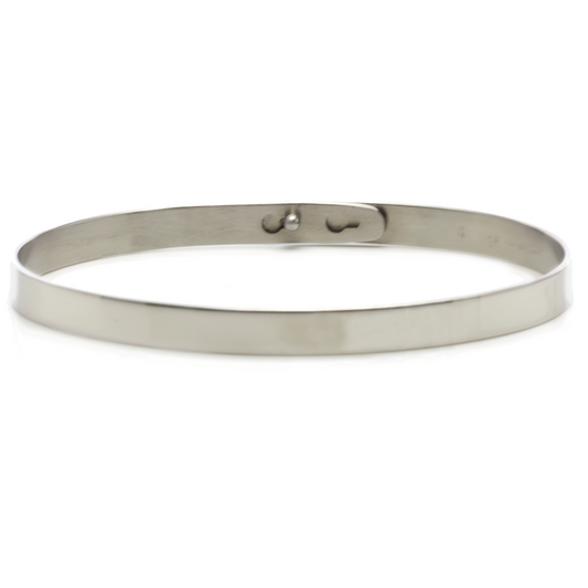 Classic Customize Engraving Adjustable Bangle - Silver - Large Size