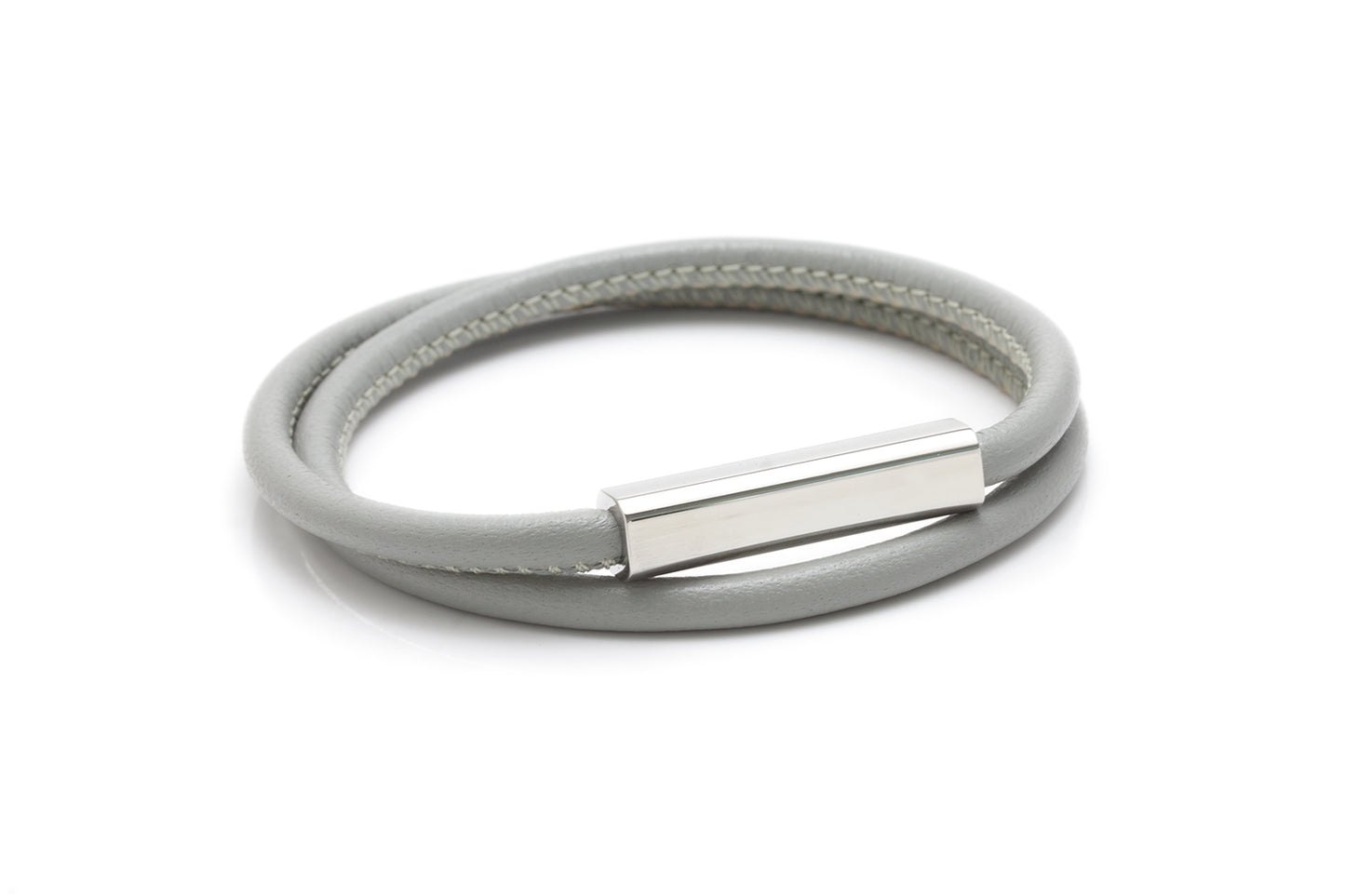 Wanderlust Customize Engraving Lambskin Leather Bracelet - Grey