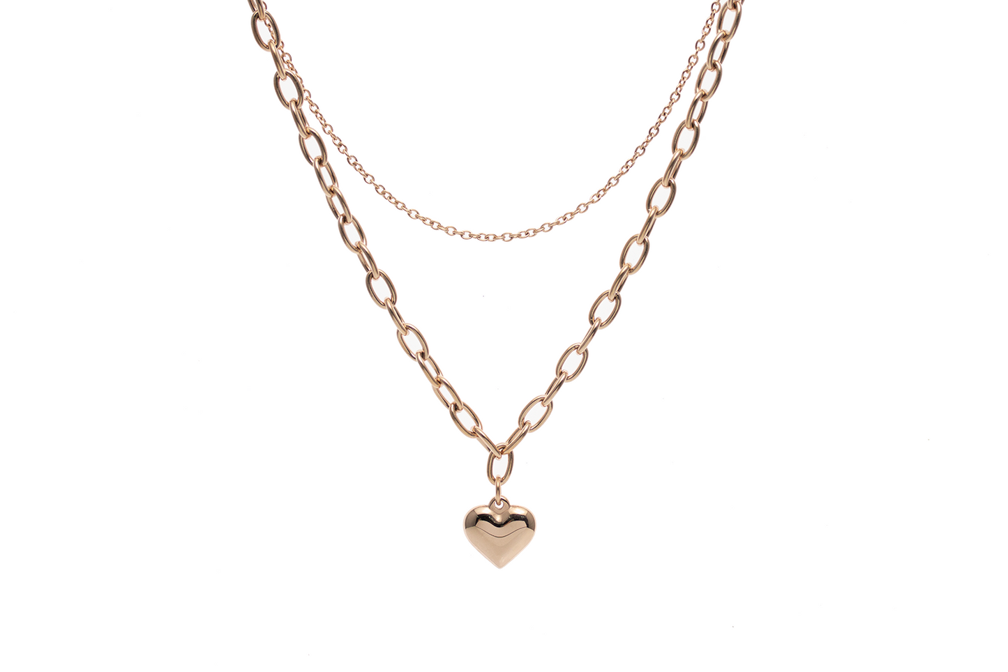 Allora 3D Heart Customize Engraving Double Necklace