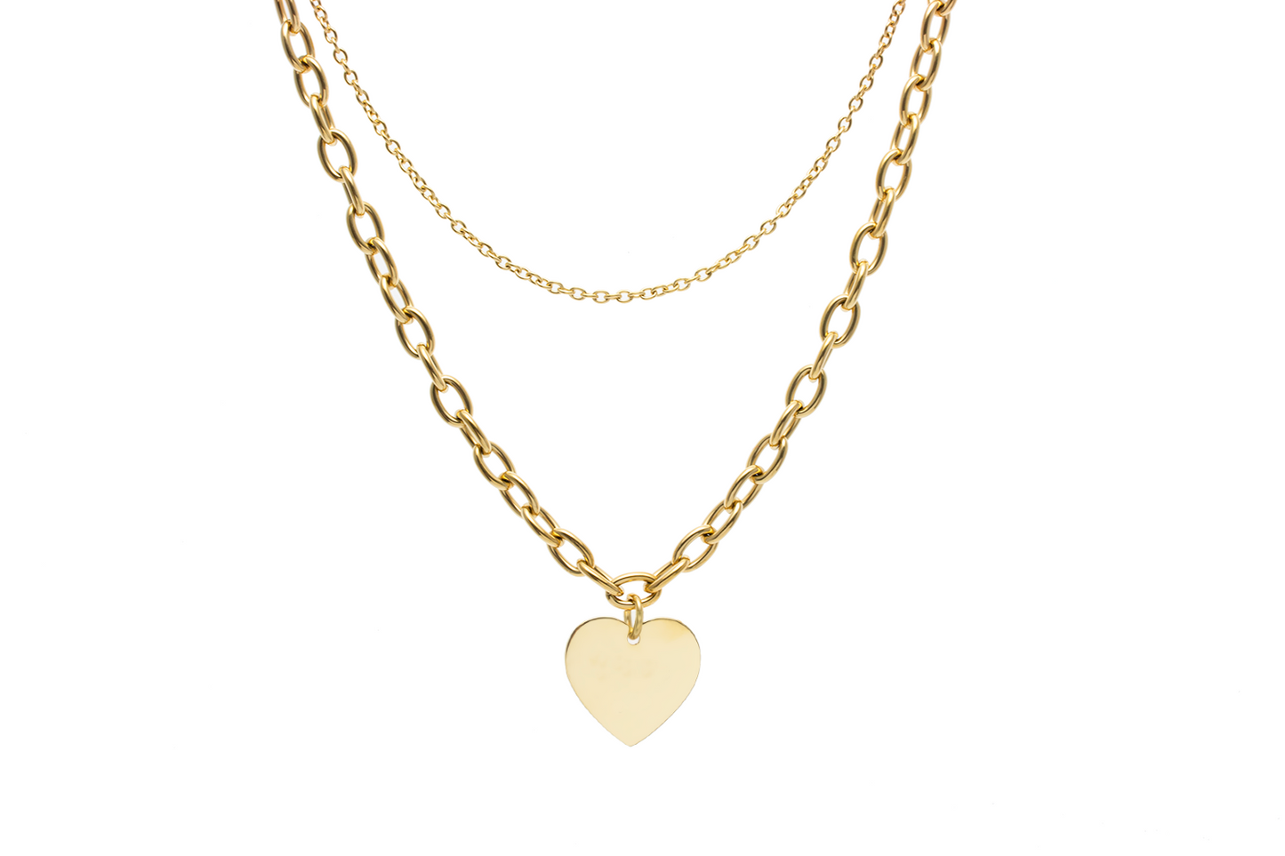 Allora Heart Customize Engraving Double Necklace