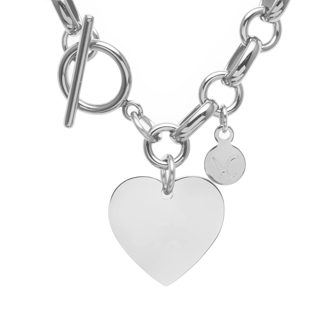 Locked Heart Customize Engraving Necklace - Silver