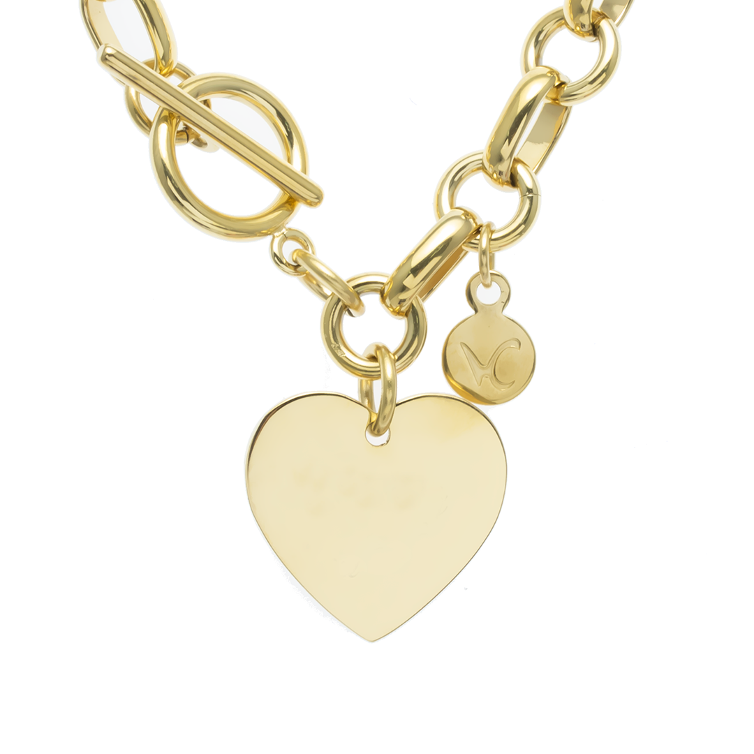 Locked Heart Customize Engraving Necklace - Gold