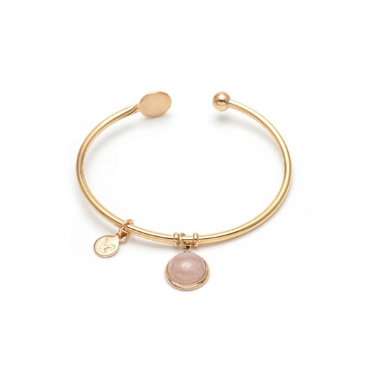 Rose Quartz Charms Bangle - Rose Gold