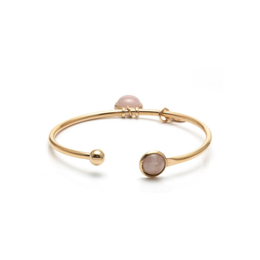 Rose Quartz Charms Bangle - Rose Gold