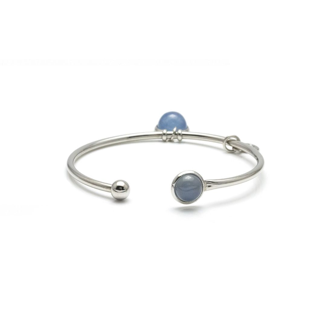 Blue Quartz Charms Bangle - Silver