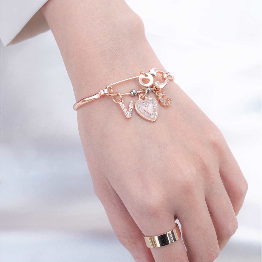 Safety Pin Charm Bangle