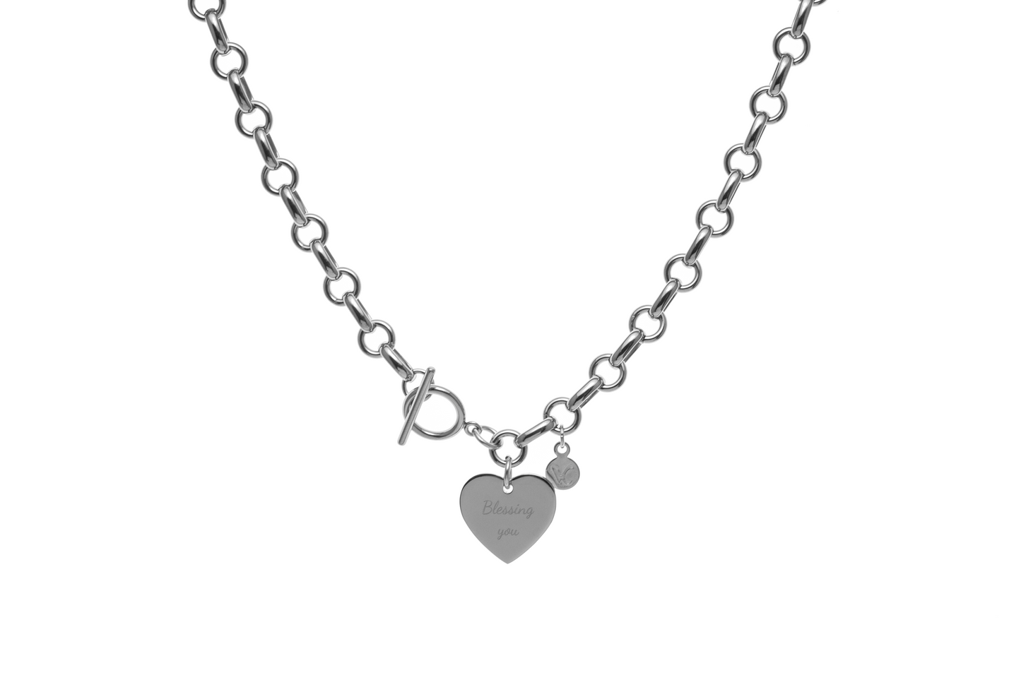 Locked Heart Customize Engraving Necklace - Silver