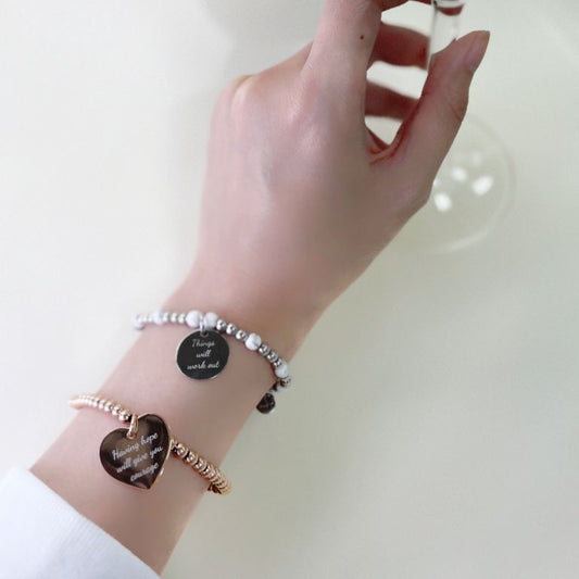 Having hope will give you courage Bead Bracelet - Rose Gold