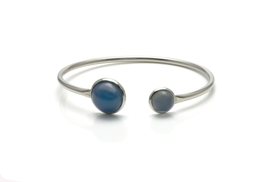 Blue Quartz Bendable Bangle - Silver