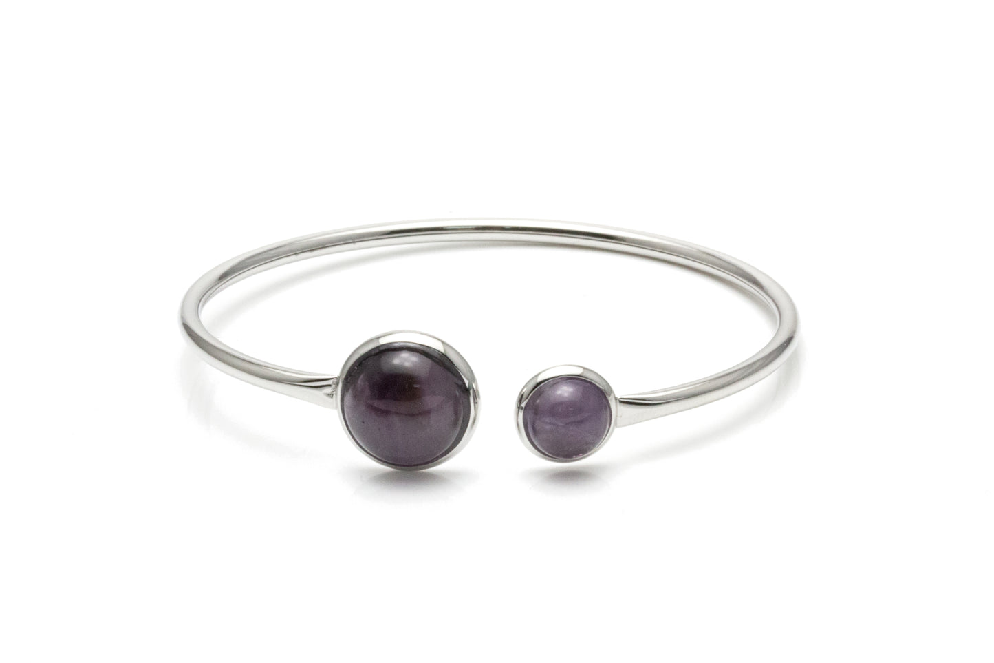 Amethyst Bendable Bangle - Silver