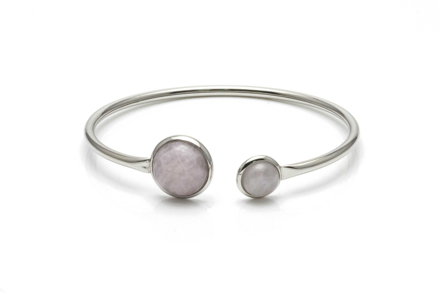 Rose Quartz Bendable Bangle - Silver