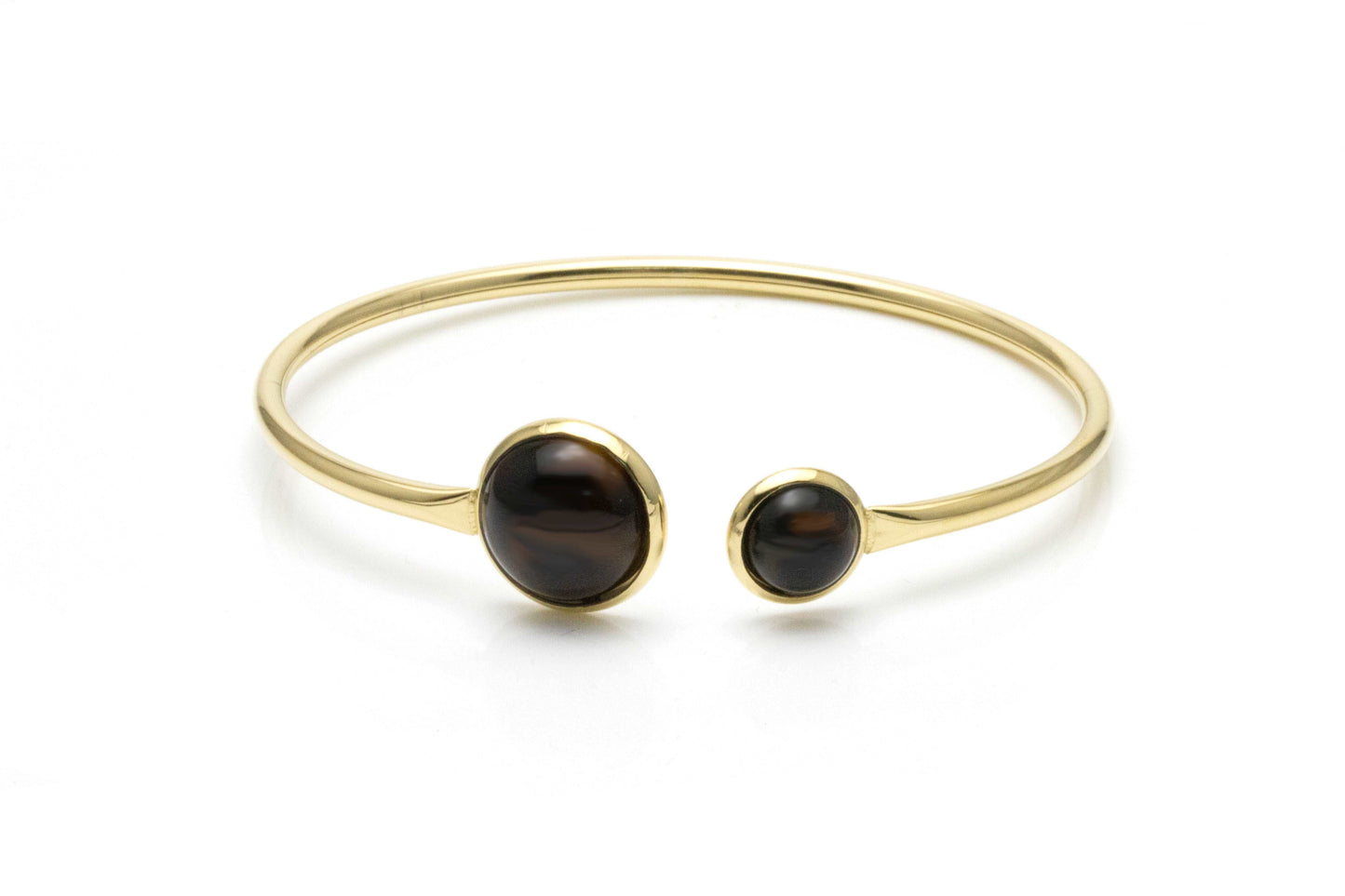 Black Agate Bendable Bangle - Gold