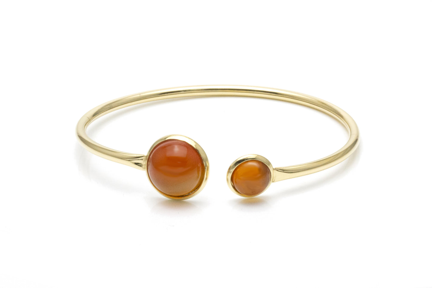 Red Agate Bendable Bangle - Gold