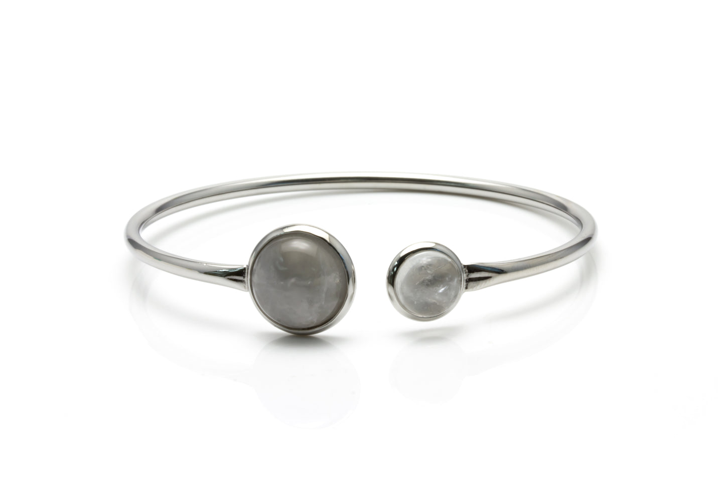 Gray Quartz Bendable Bangle - Silver