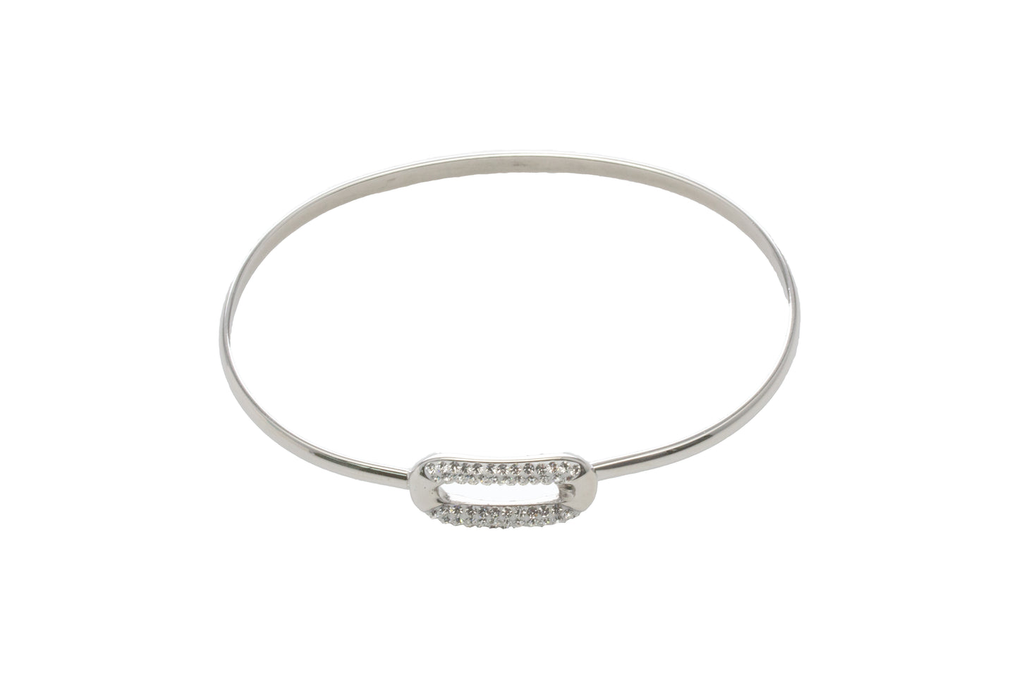 Crystal Link Bangle - Silver