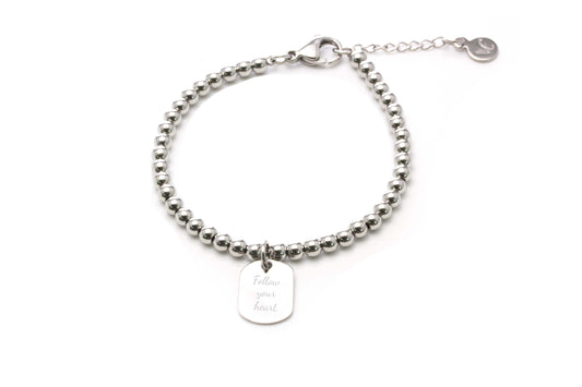 Follow your heart Bead Bracelet - Silver