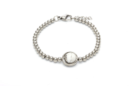 White gemstone Stainless Steel Bracelet