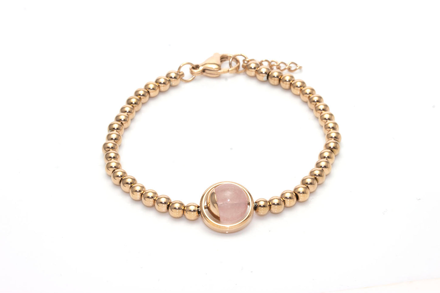 Rose Quartz Stainless Steel Bracelet