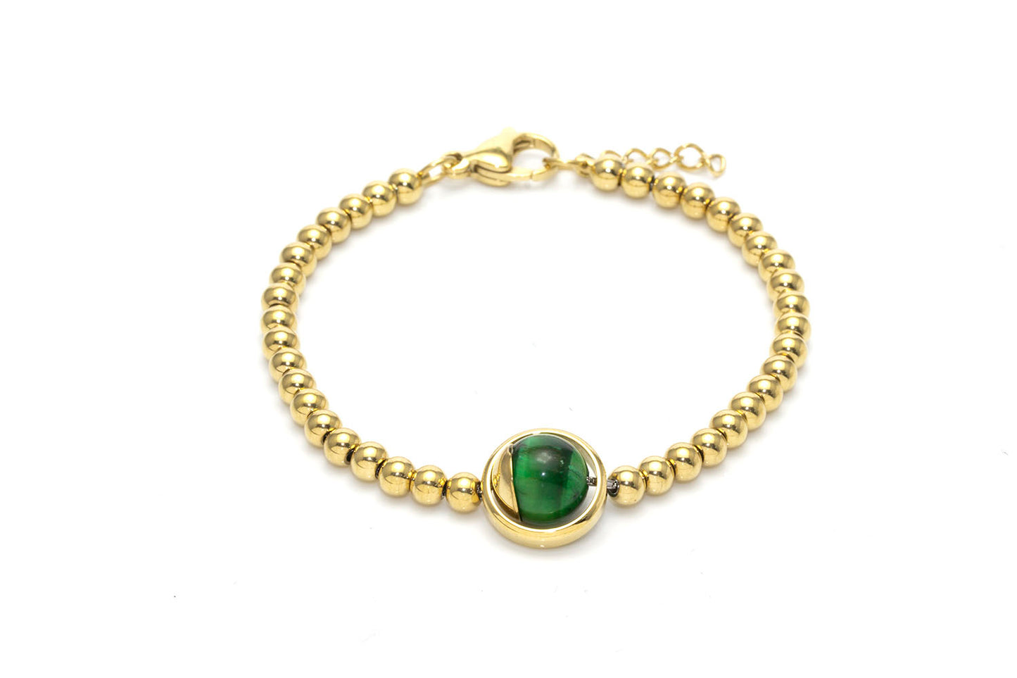 Green Gemstone Stainless Steel Bracelet