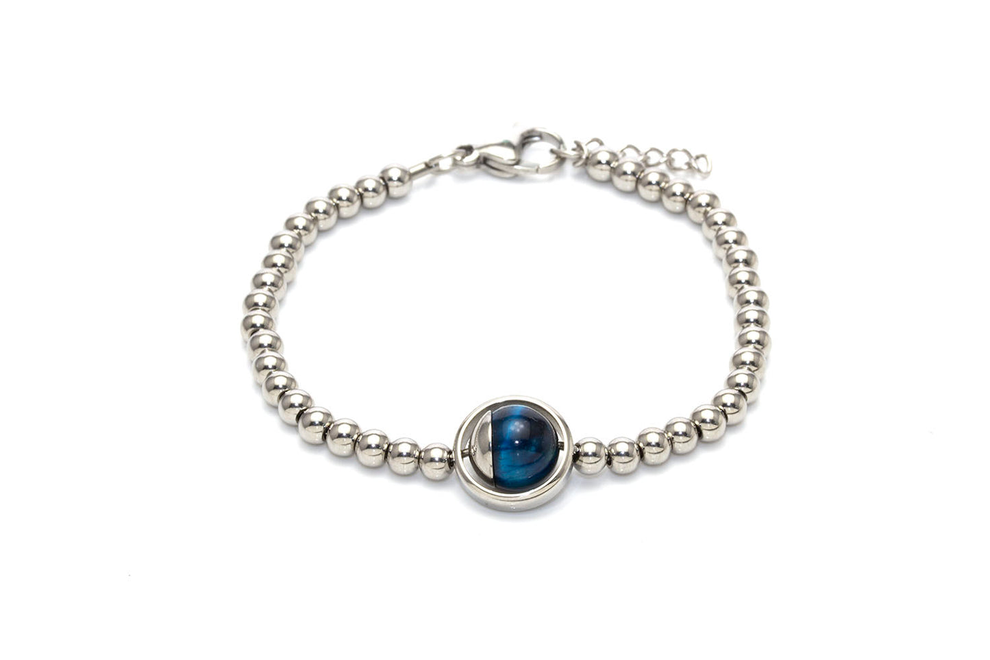 Blue Gemstone Stainless Steel Bracelet