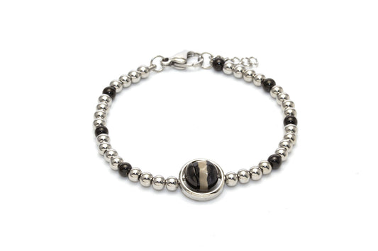 Black gemstone Stainless Steel Bracelet