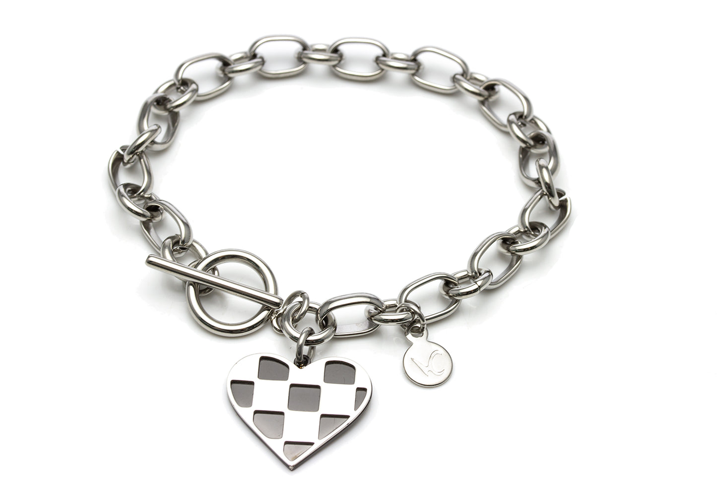 Check Pattern Heart Link Bracelet