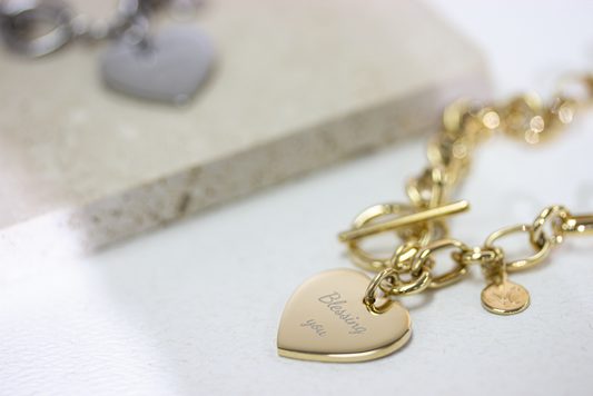 Locked Heart Customize Engraving Necklace - Gold